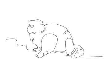 A groundhog walked looking at his shadow. Groundhog day one-line drawing