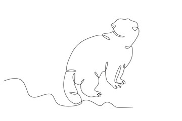 A groundhog predicts the arrival of spring. Groundhog day one-line drawing