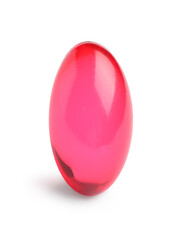 One red pill isolated on white. Medicinal treatment