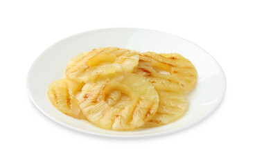 Tasty grilled pineapple slices isolated on white