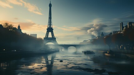 A close-up of Paris landscape, shrouded in mist