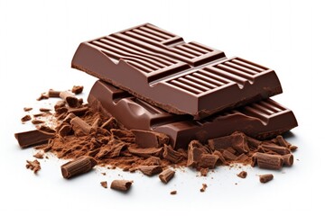 Chocolate bar illustration, white background. Generative AI