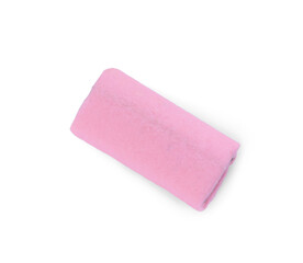 Pink chewy candy with liquorice isolated on white, top view