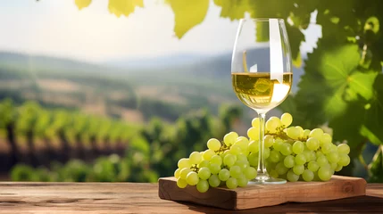 Fotobehang white wine in vineyard © toomi123
