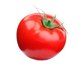 One red ripe tomato isolated on white