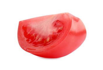 Piece of red ripe tomato isolated on white
