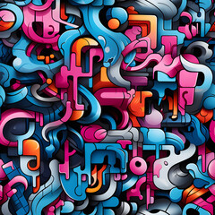 Graffiti texture street art seamless pattern