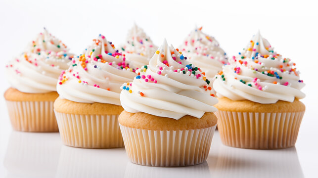 Cupcakes With White Frosting And Sprinkles