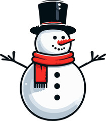 snowman with black hat smile 2