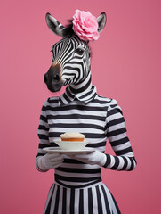 Fototapeta na wymiar An Anthropomorphic Zebra Dressed Up as a French Maid