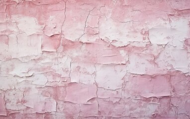 Naklejka premium A Faded Beauty: A Weathered Pink Wall with Cracked Paint Revealing Its Story