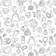 Hand drawn simple elements set. Sketch underlines, icons, emphasis, Hand drawn like kids Mother life pattern design for print including different elements of love and baby flower and kids