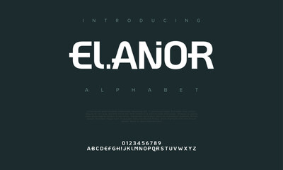 Elanor creative modern urban alphabet font. Digital abstract moslem, futuristic, fashion, sport, minimal technology typography. Simple numeric vector illustration