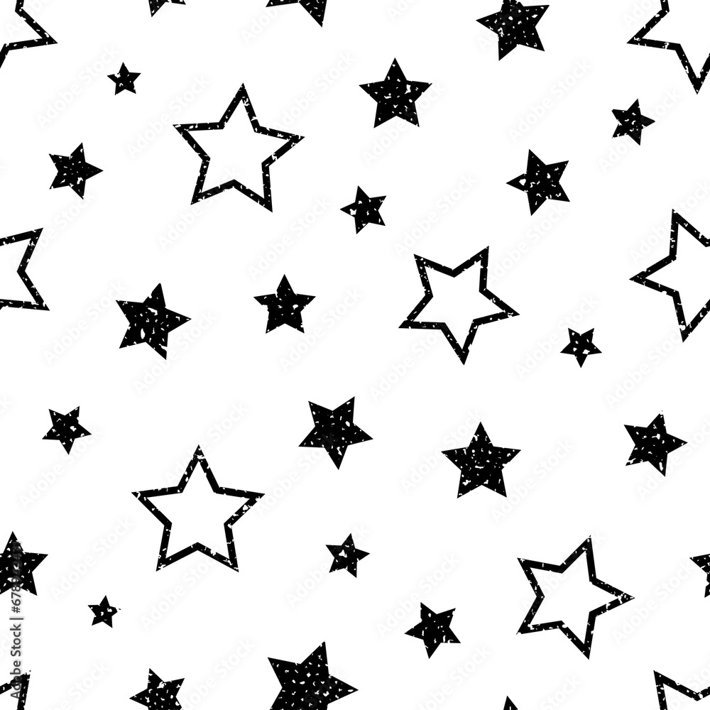 Poster star seamless pattern. repeating black stars isolated on white background. repeated simple prints fo