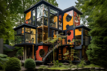 Obraz premium Autumn Harmony Modern Home. Generative AI.