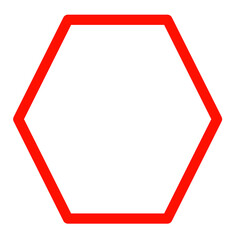 Red hexagonal outlined geometric shape icon 