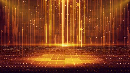 Beautiful golden particle light annual conference awards stage background