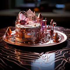 Luxury in Layers: Exquisite Hand-Painted Fondant Cake with Gold Leaf Detailing, Ideal for Sophisticated Events