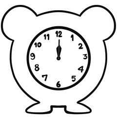 alarm clock icon, Outline drawing of a clock, New Year clock on transparent background