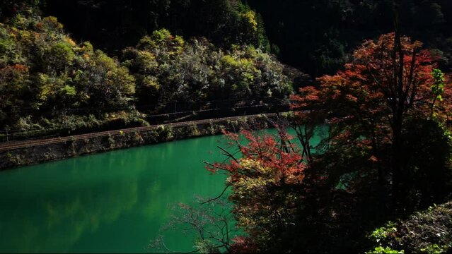 下原ダムを通過するHC85系特急ひだ （高山本線 飛騨金山 - 焼石, 2023年11月）