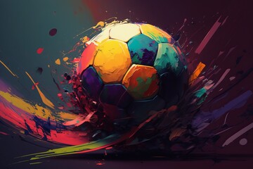 Piłka abstrakcyjny kolorowy akrylowy malowany obraz Generative AI
