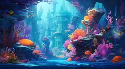 Keuken spatwand met foto An underwater underwater pool with colorful coral and fish © ginstudio