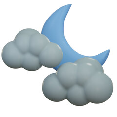 Cloudy Night Weather 3D Illustration