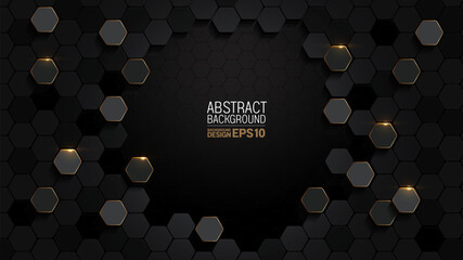 Hexagon Honeycomb Elegance, Luxury Abstract Design, Modern Black and Gold Background for Corporate Branding Presentation for Marketing Materials Premium Branding