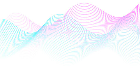	
Abstract blue and pink blend wave geometric Technology, data science frequency gradient lines on transparent background. Isolated on white background. blue and white wavy stripes background.