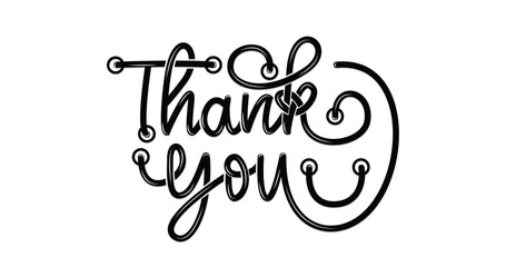 Thank You. Handwritten text calligraphy. Hand-drawn lettering style, monoline. vector Illustration