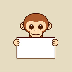 Cute Monkey Holding a Blank Sign