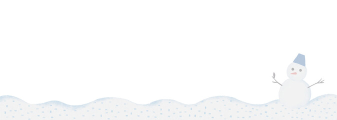 雪原と雪だるまのシンプルな背景ライン素材：フッター,ヘッダー