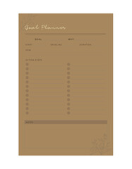 goal Planner. (Happy)  Minimalist planner template set. Vector illustration.	