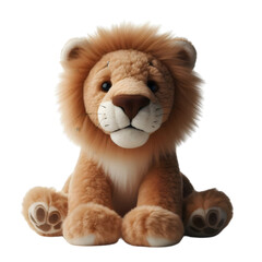 Stuffed Lion Illustration Art on Transparent Background Generative AI.