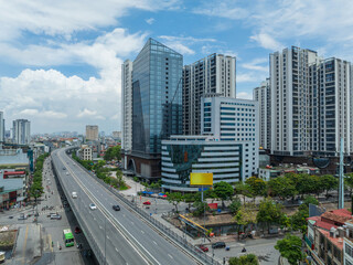 Fototapeta na wymiar Hanoi skyline cityscape at Tam Trinh - Minh Khai street