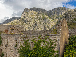 Fototapeta na wymiar San Giovanni fortress and medieval wall and fortifications of Kotor, Bay of Kotor, Adriatic Coast, Montegnegro