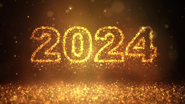 2024 celebration concept with shimmering particles. Concept for Happy New Year.