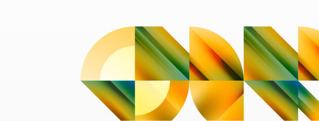 Minimalist marvel - squares and circles unite in harmonious geometry. Muted tones weave serene backdrop where structured tiles form dance of timeless elegance, epitomizing modern simplicity