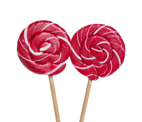 Sticks with bright lollipops isolated on white