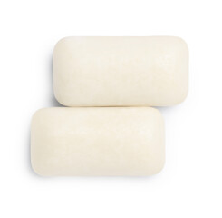 Two tasty bubble gums isolated on white, top view