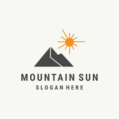 Fototapeta na wymiar Mountain sun logo template vector illustration design