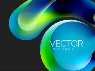 Beautiful flowing round shapes and circles abstract background. Liquid color bubble composition