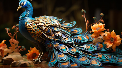 3d carton peacock