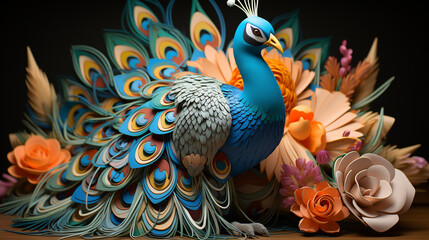 3d carton peacock