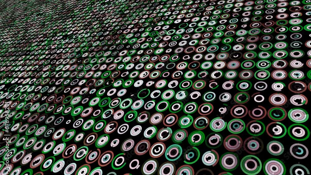 Poster glowing digital data circle lights blinking and spinning. animation. concept of ai technology.