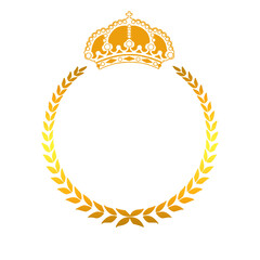 Golden laurel wreath with crown greek vector 