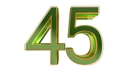 Green 3d number 45 on podium 