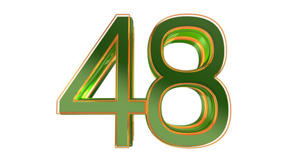 Green 3d number 48 on podium 