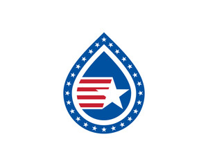 American flag inside the water drop vector logo