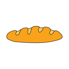 Kids drawing Cartoon Vector illustration cute baguette bread icon Isolated on White Background